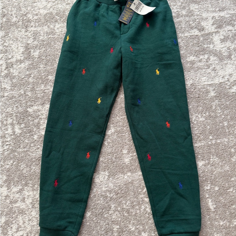 NWT Adorable Ralph Lauren Green Sweatpants with Rainbow Ponies- timeless chic